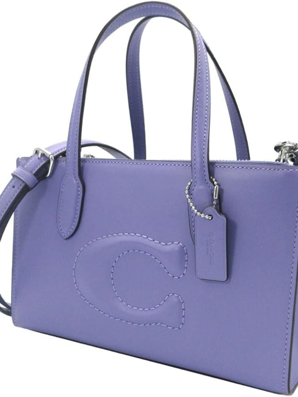 Coach Lavender Leather Satchel with Embossed 'C'